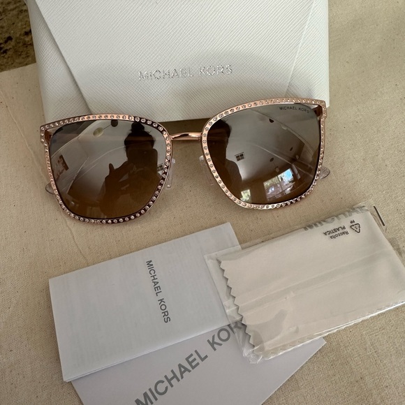 Michael Kors Accessories - New Michael Kors rose gold sunglasses 57mm square crystal oversized
